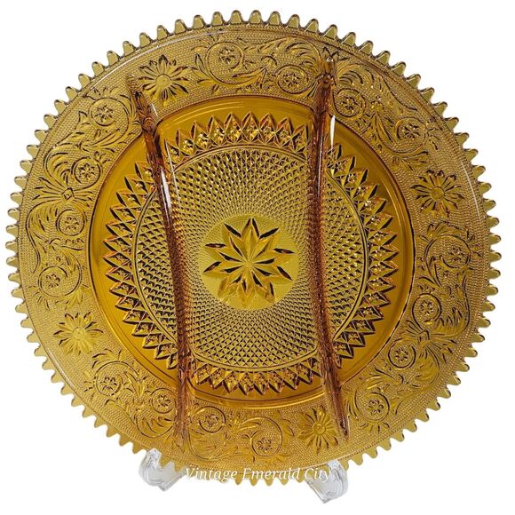 Vintage Indiana Glass Tiara Divided Platter Scalloped Edge Sandwich Relish Tray - Picture 1 of 12